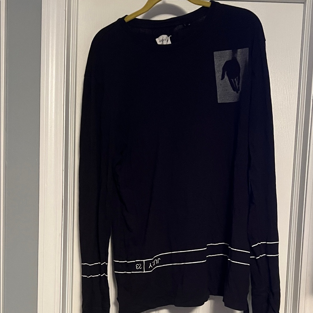 Helmut Lang Black Long Sleeve Tee with Graphic Detail